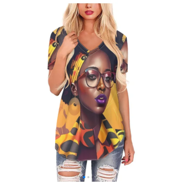 Dropshipping Ladies T Shirts Beautiful African Women Print Woman Blouses Wholesale Custom Picture Blouses and Shirts for Women