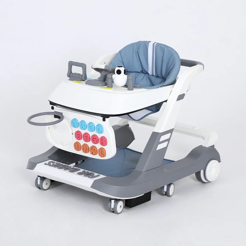 New design cheaper high quality Baby walker Silent wheel with brake speed control function with lamplight music baby walker