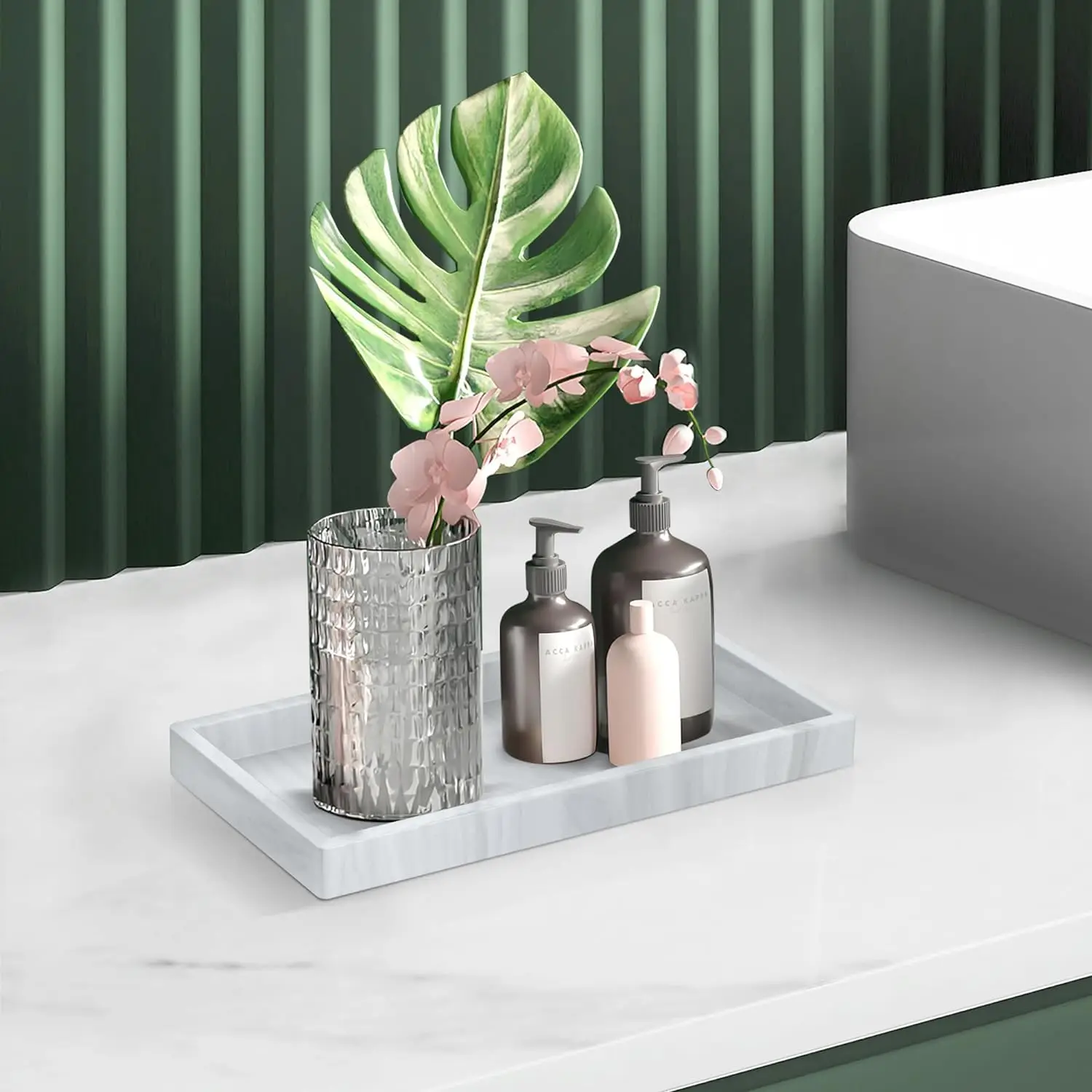 Bathroom Counter Tray Durable Silicone Soap Tray Reusable High-Grade Thickened Silicone Bathroom Vanity Tray