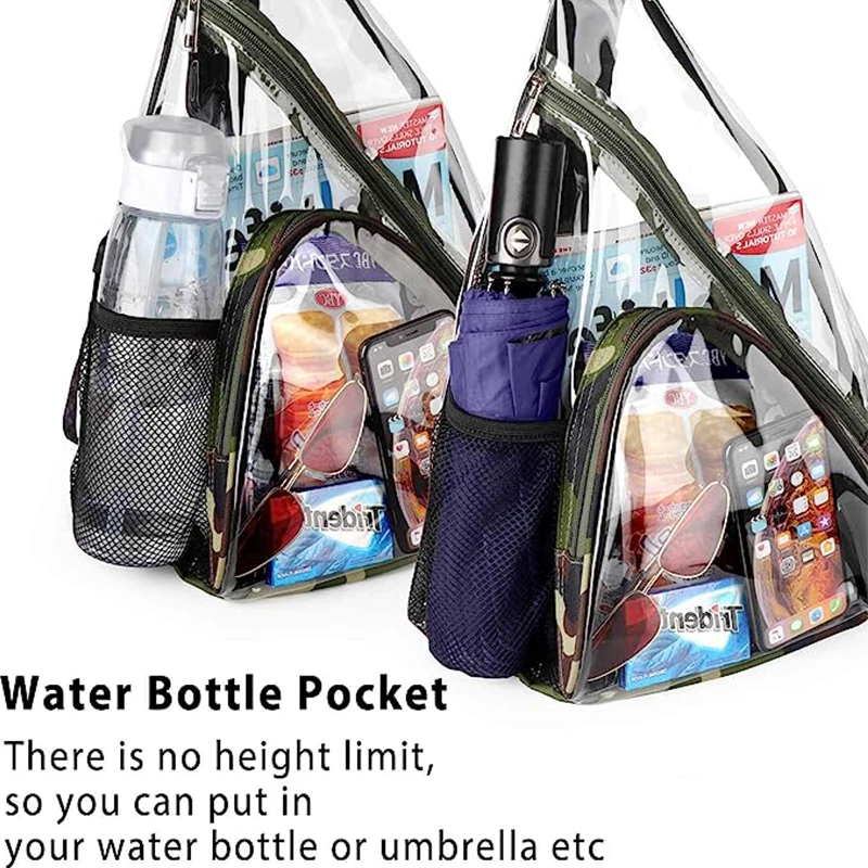 custom waterproof clear pvc crossbody sling bag heavy duty transparent shoulder backpack with adjustable strap