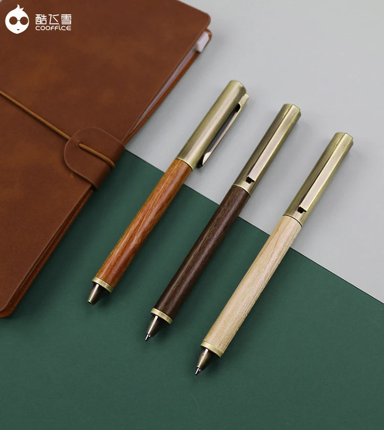 Cooffice standard packing wooden gift box packing pen office writing gel ink pen