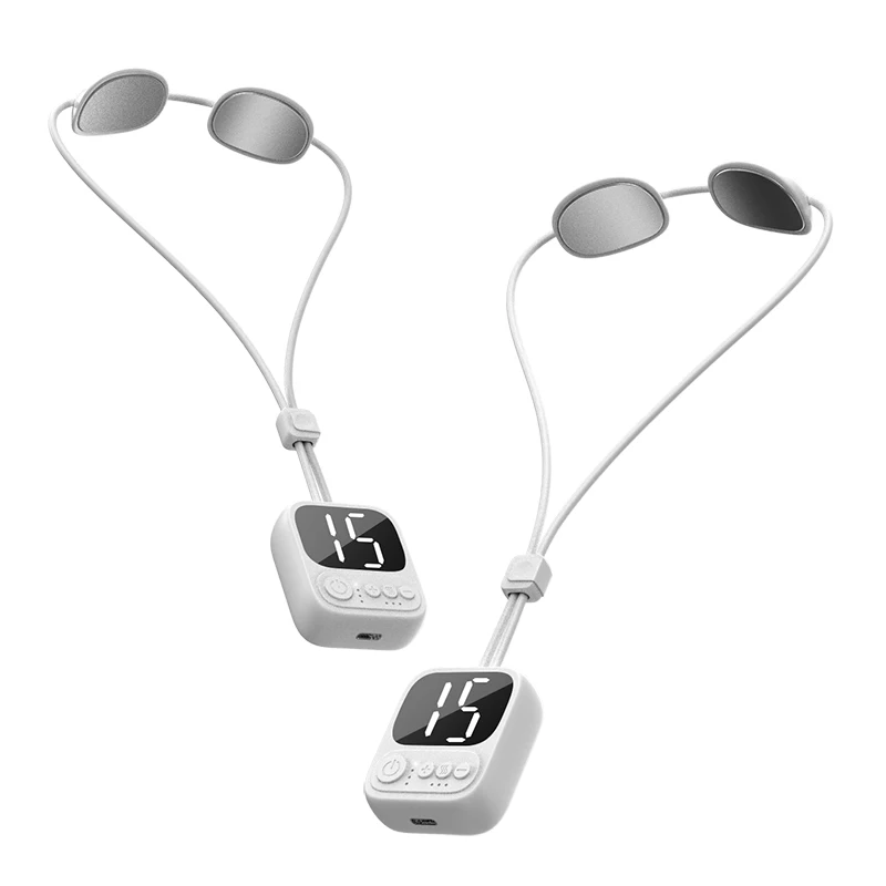 2021 New Arrival Hot Compress TENS Electric Pulse Smart Rechargeable Neck Massager OEM Facial Massager 5W 4 Modes 1 Hour DC/3.7V