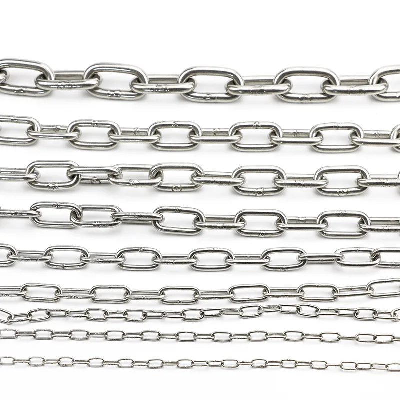 Heavy duty Nickle plated 1.2-20mm welded long connection link chain steel stainless steel linking wire for connect