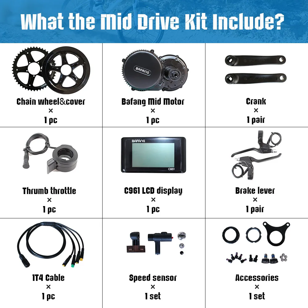  Комплект для переоборудования велосипеда Bafang Mid Drive Motor 8fun BBS01