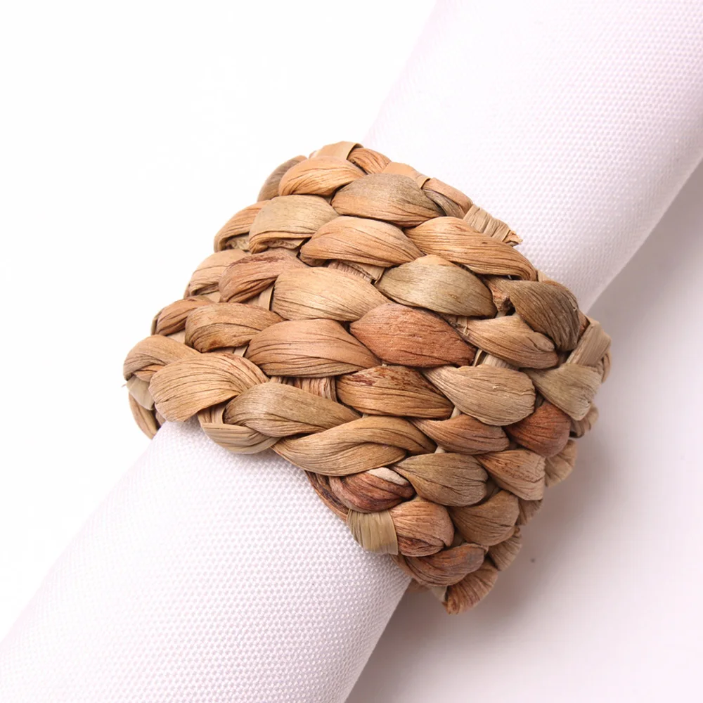 Water Hyacinth Seagrass Napkin Rings Decor Circle Round Rings For Holding Napkins Water Hyacinth Napkin Rings