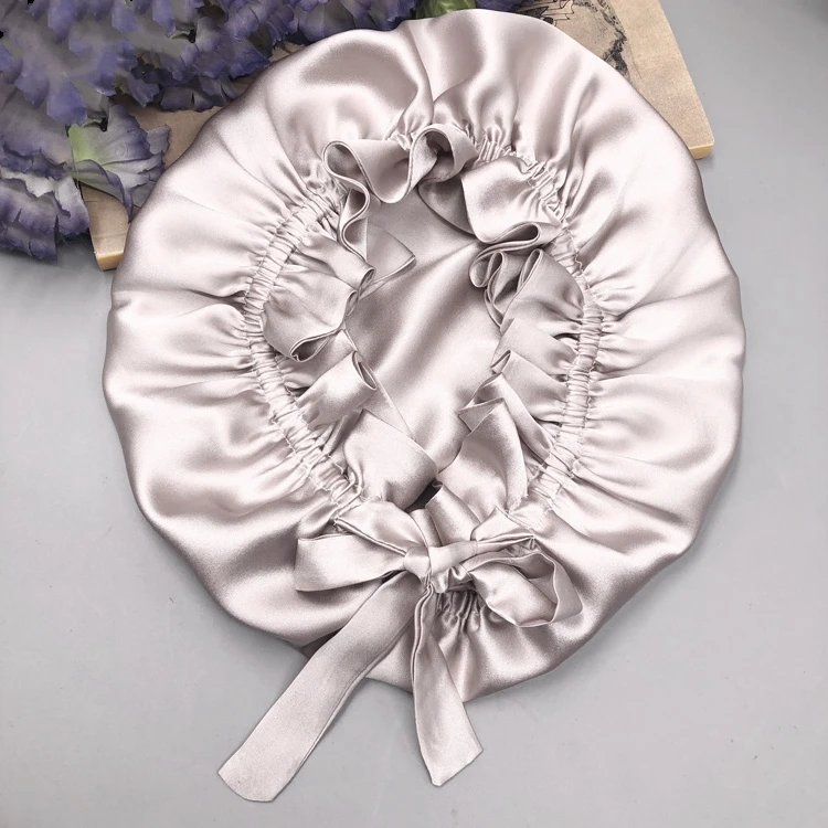 Оптовая продажа, женские шелковые головные уборы 16 мм с завязкой, индивидуальный логотип, 100% чистый шелк тутового шелкопряда и головные уборы