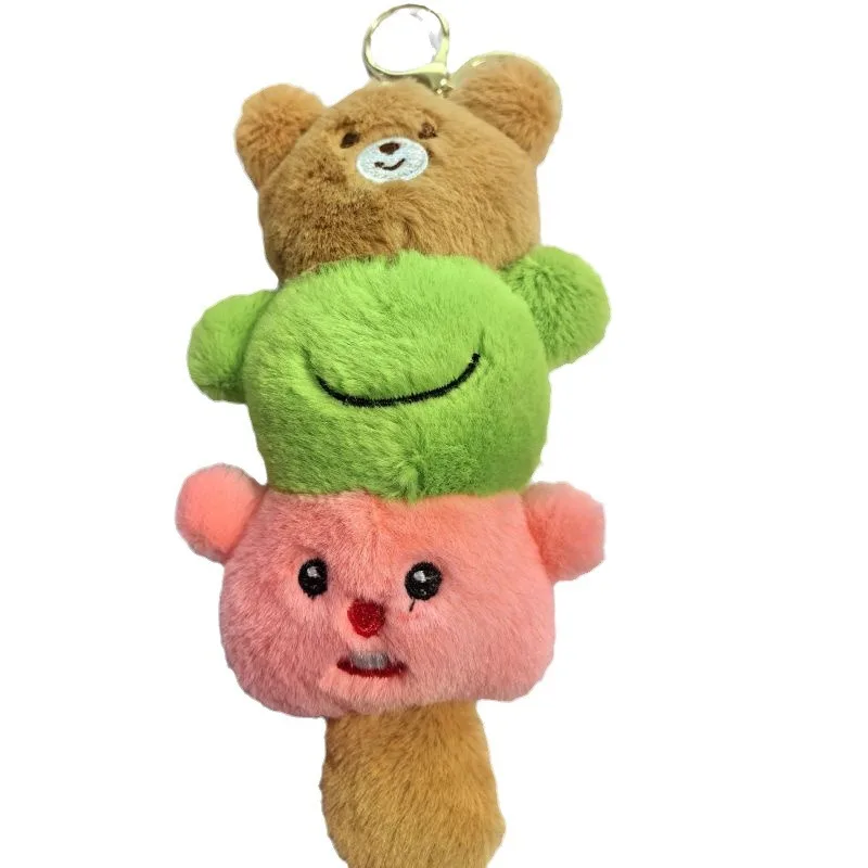 Hecion 2024 New Creative Cute Doll Jenga Keychain Plush Toy Pendant Car Key Chain Bag Pendant Small Gift