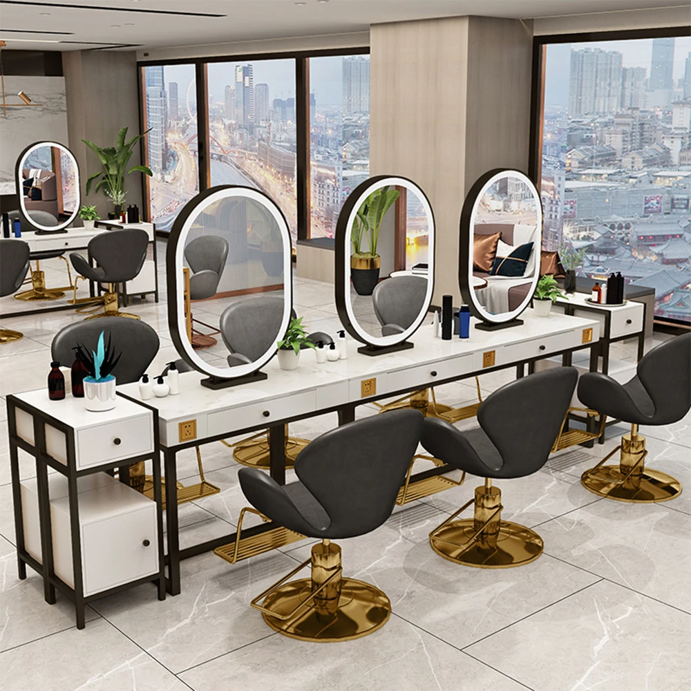 Wholesale OEM Salon Mirror Wall Mounted Touch Switch Screen Round Mirror with Dimmable Light For Barber Salon Smart Mirror