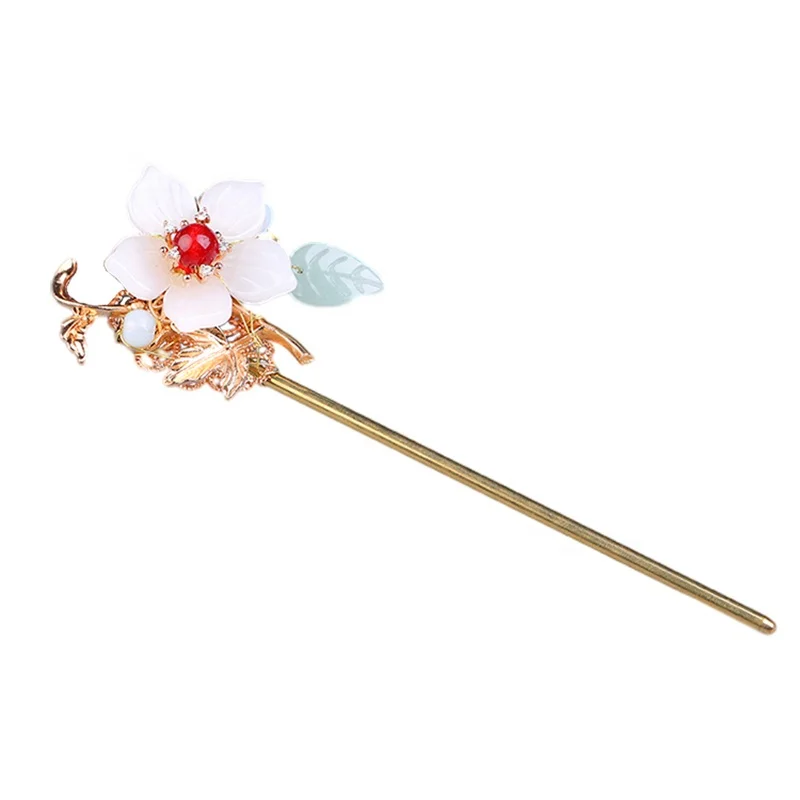 Classical style hair forks, Court beaded metal hair pins, Hanfu photography accessories