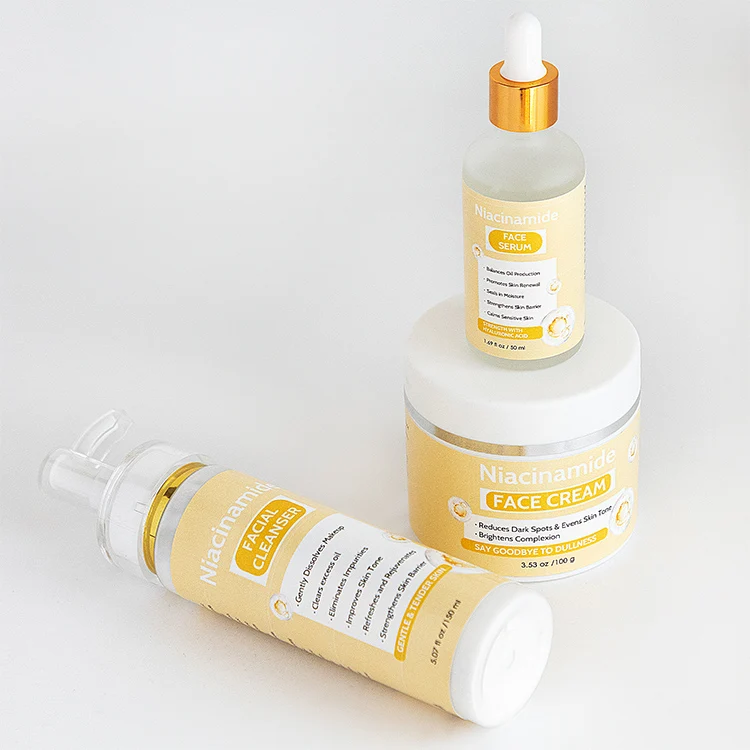 travel skin care sets natural whitening refreshing niacinamide serum face cream cleanser  skin care set