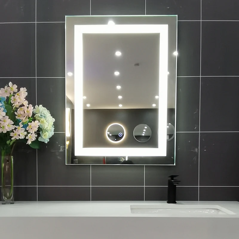 bathroom decor Full UL CE Wall Mounted touch sensor dimmer Anti-fog LED badkamer spiegel hotel light smart mirror 30 24 inches