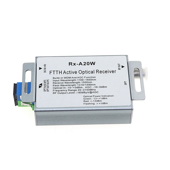 High quality wide frequency range satellite signal fiber AGC active professional ftth catv optical receiver