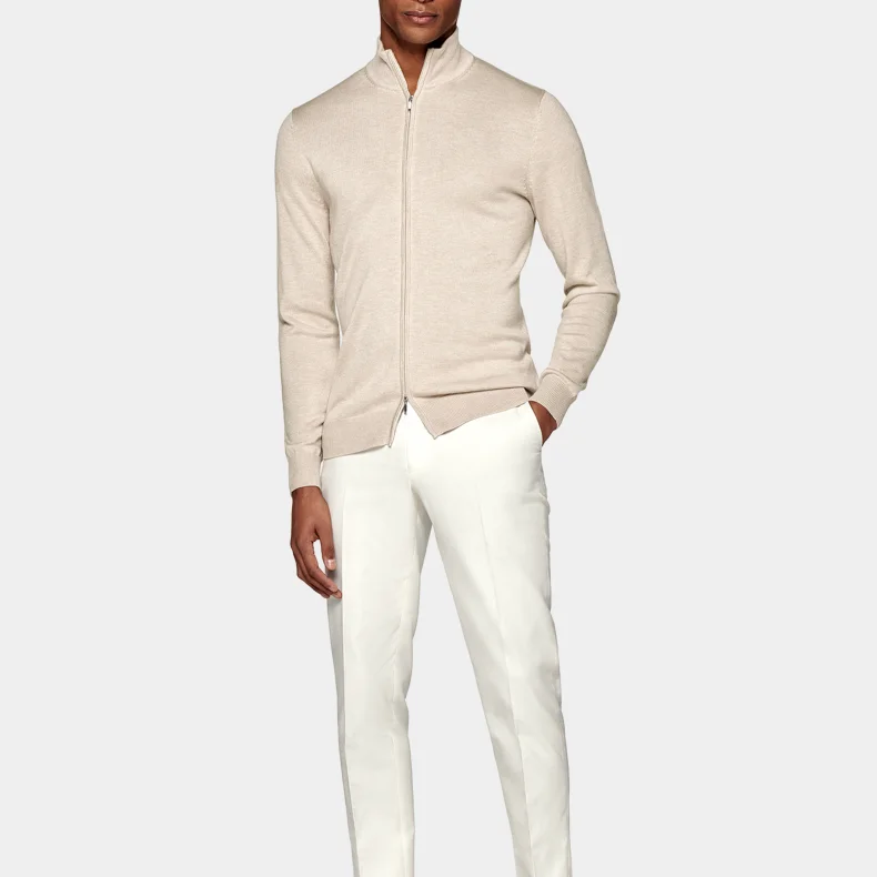 Sleeve cardigan sweater coat knit sweater winter  men Zipper sweater light brown