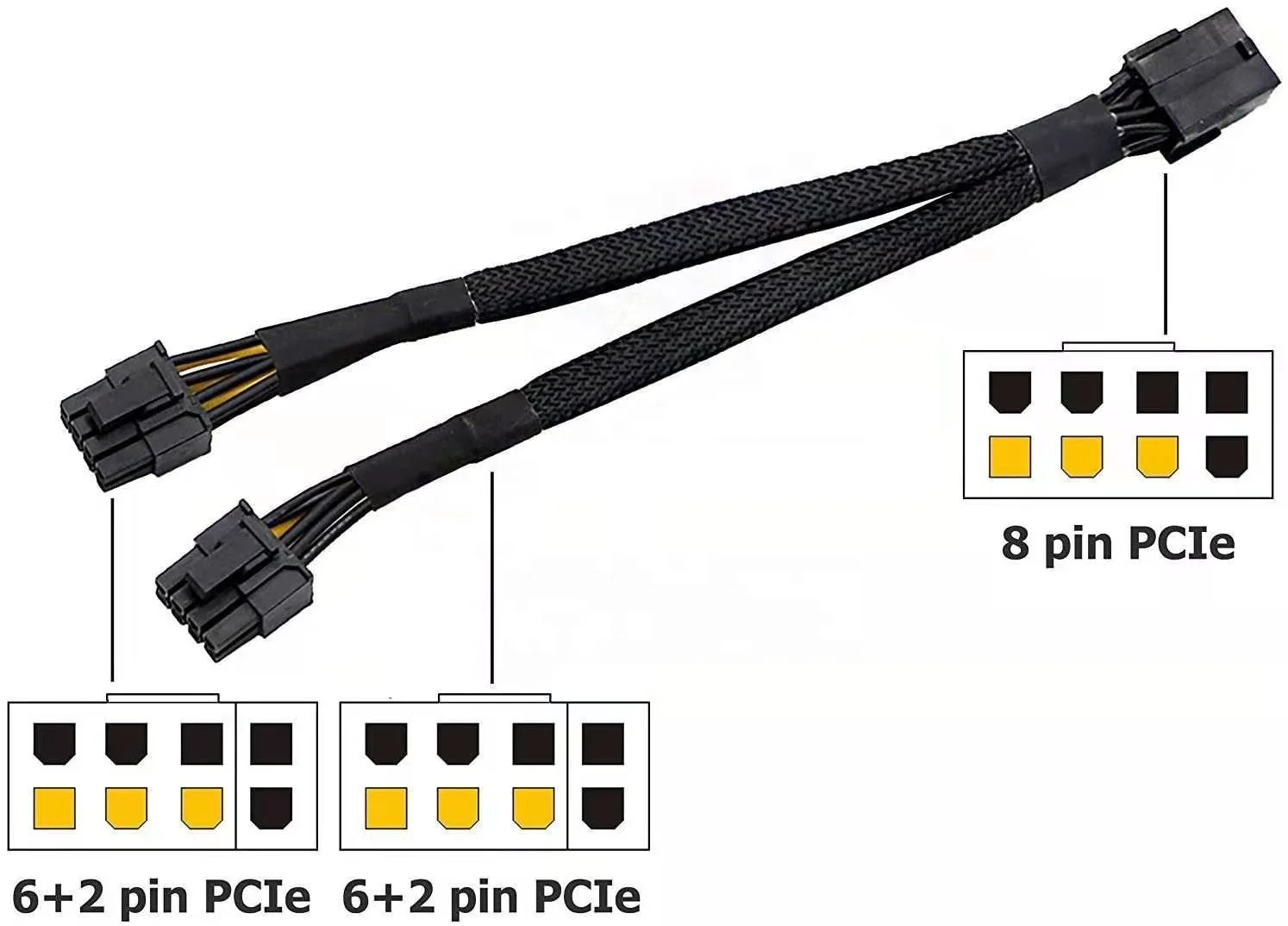 8 контактный разъем dual PCI-E PCI Express 8pin 6 + 2 pin плетеные кабели в оплетке Мужской Силовой кабель