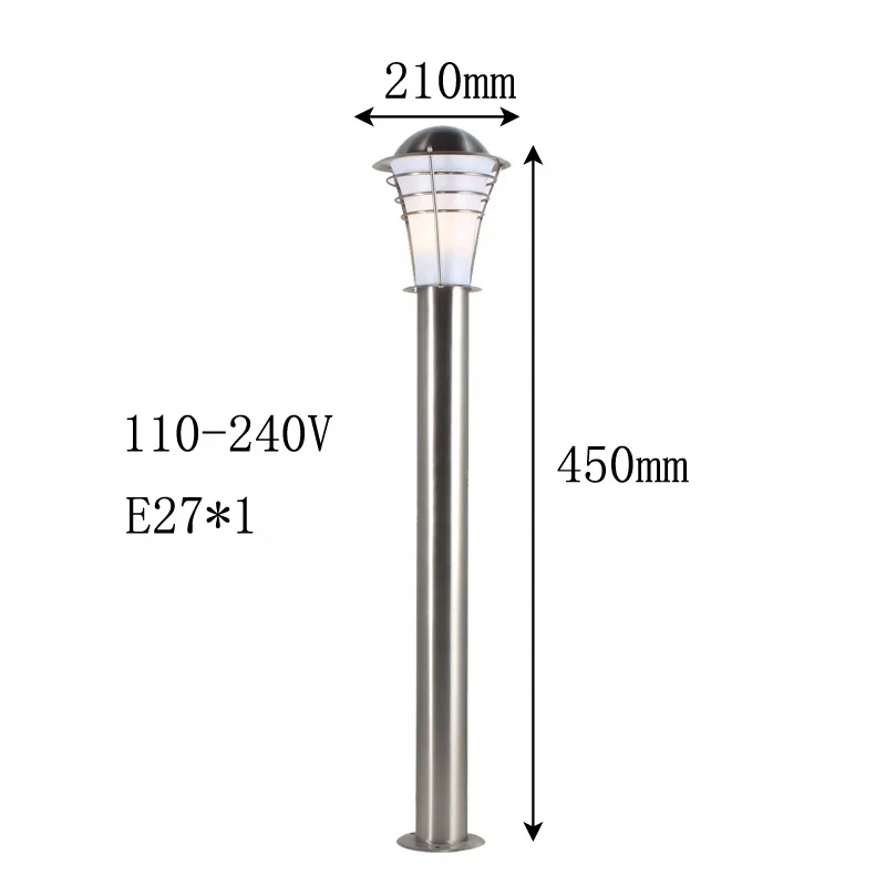 
waterproof stainless steel pole lamp with 45CM height ,E27 MAX 40W/CFL 12W outdoor garden lawn lamp 