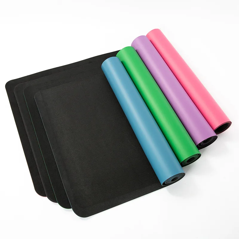 Luxury double layer polyurethane pu rubber beige yoga mat