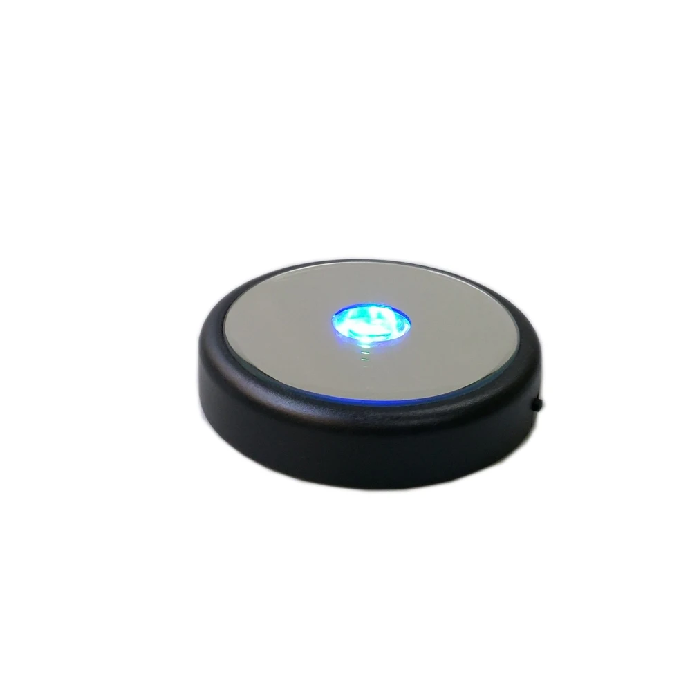 BOSHI Matt black plastic battery operated led  light round base with mirror top display