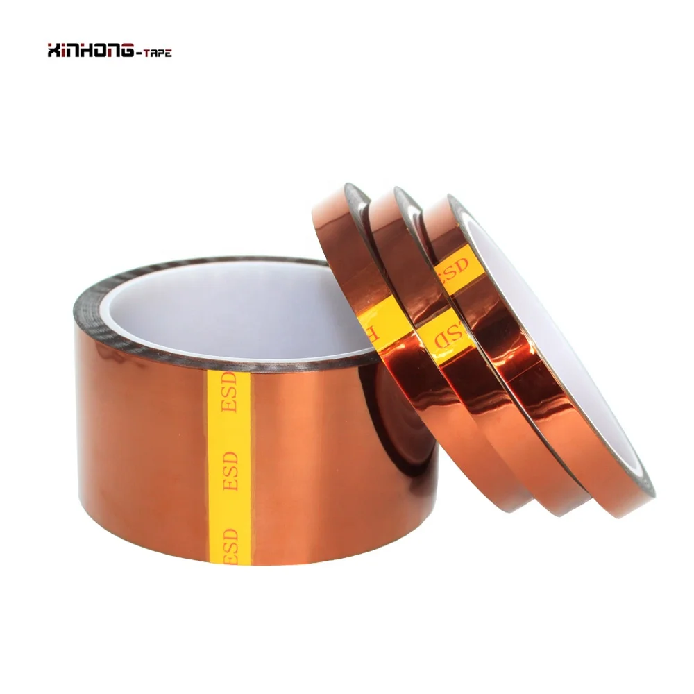 1- Polyimide Pi Film With Silicone Glue Low Static Anti ESD Kaptons Self Adhesive Tape