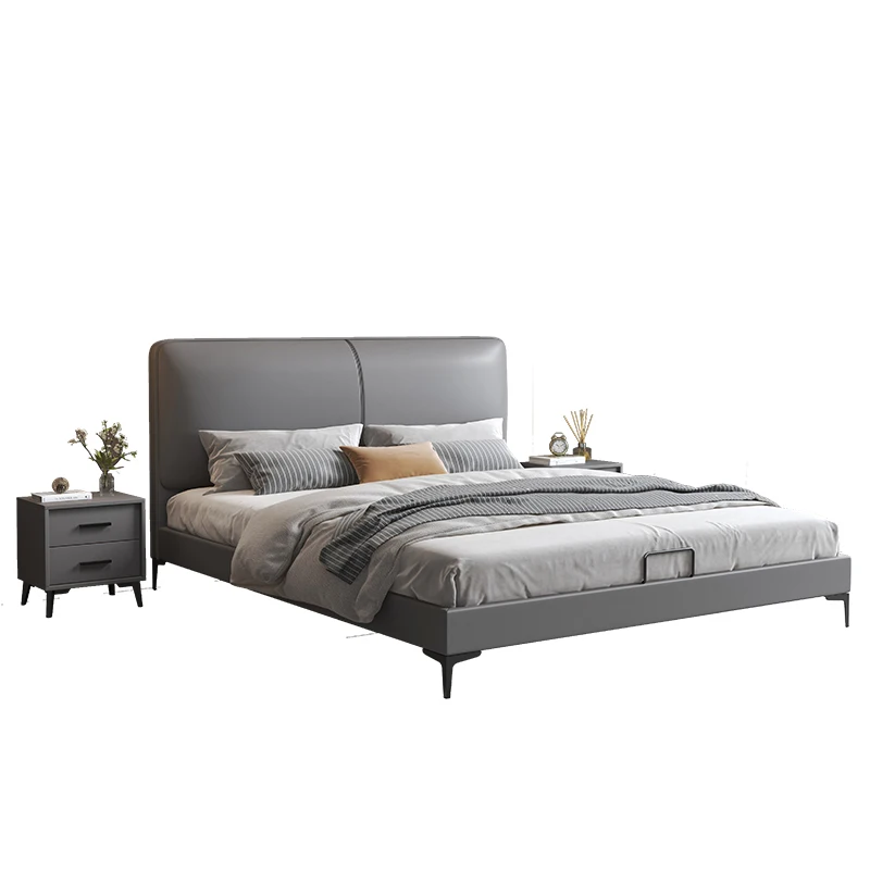 Nordic light luxury technology cloth minimalist modern 1.8m solid wood soft bed