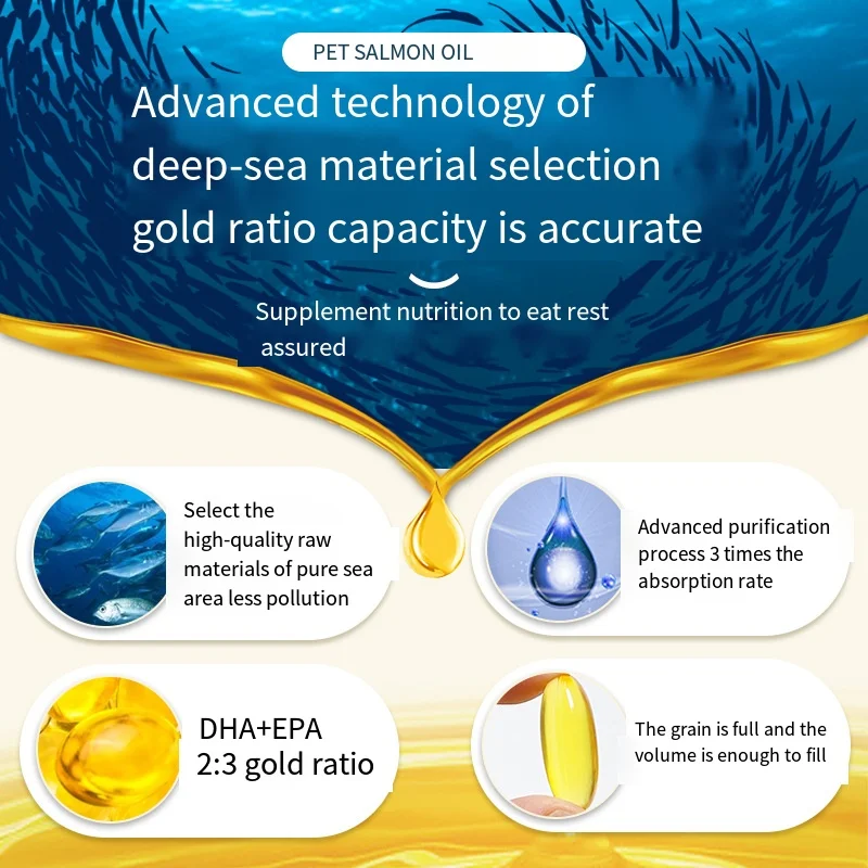 Elevate Pet Nutrition with Phospholipid Fish Oil Delivering Long-lasting for Lustrous Pet Hair Vitamin-coated fish oil capsule