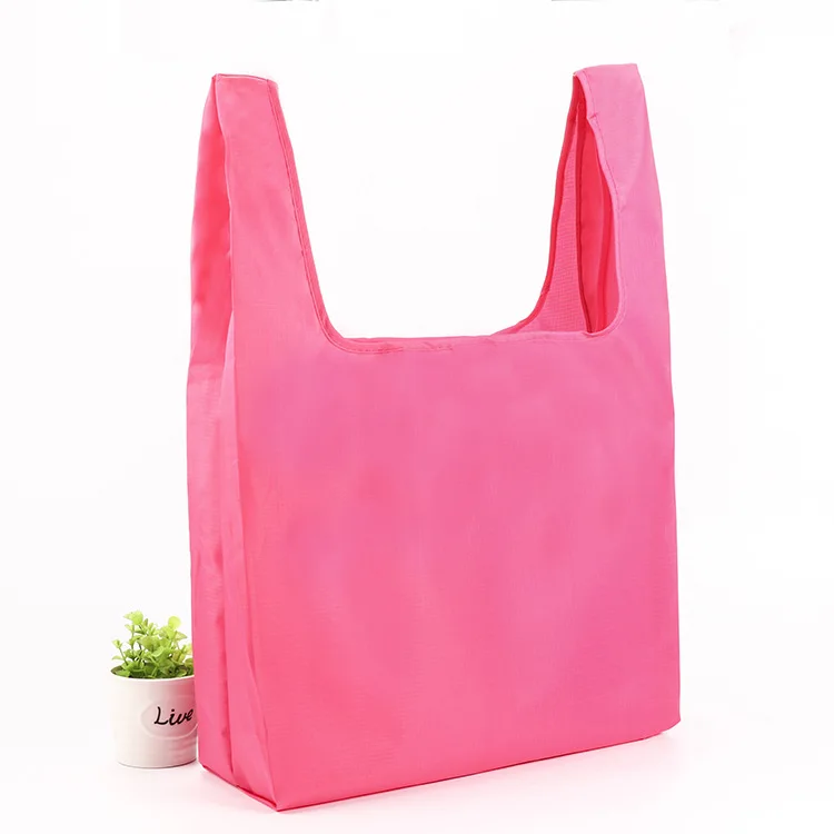 cheap reusable supermarket tote bag polyester reusable folding shopping bag with logo