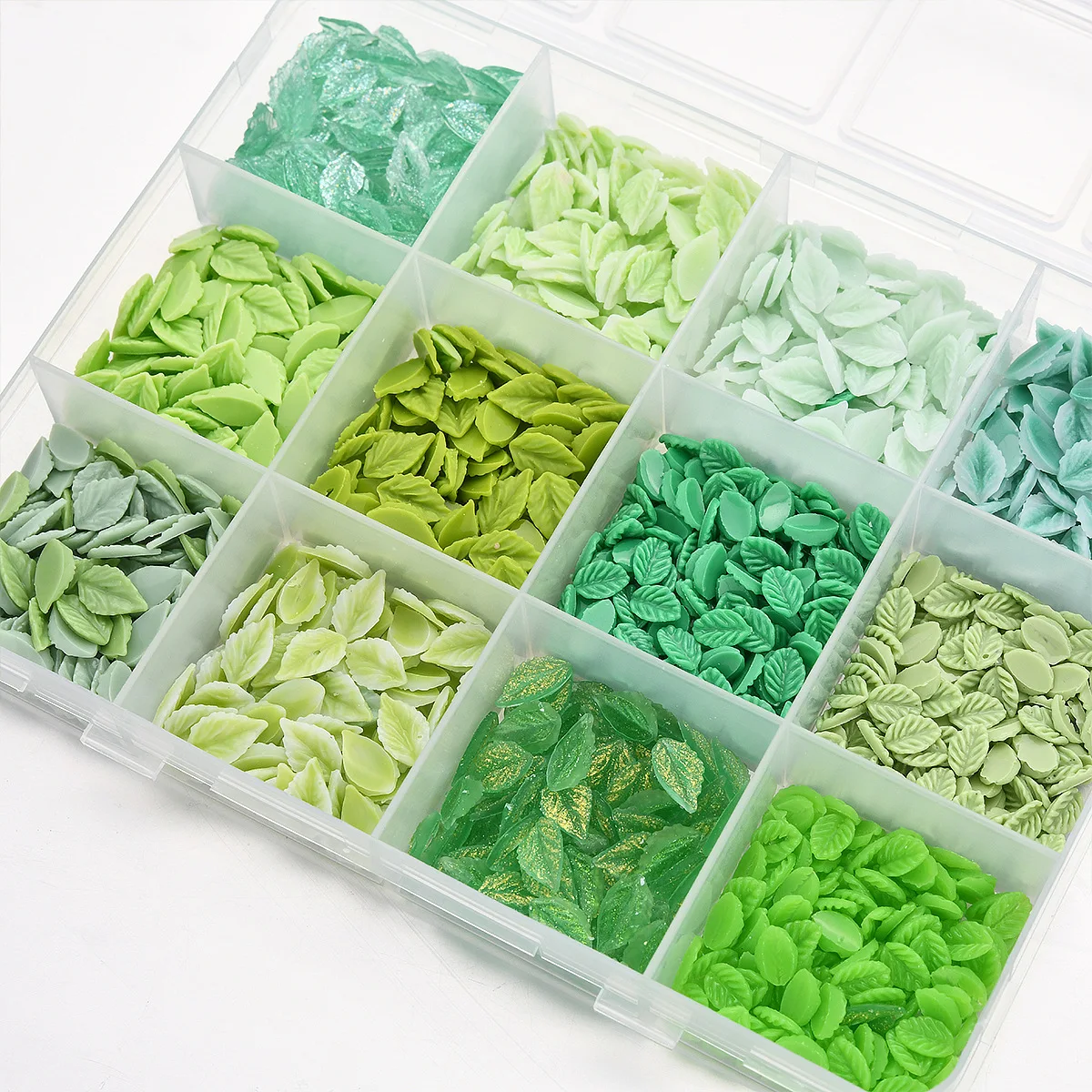 Hypoallergenic Green Leaf Nail Art Charms 3D Matte Glitter Mixed Rhinestones Leaves Nail Decorations for DIY Manicure Salon