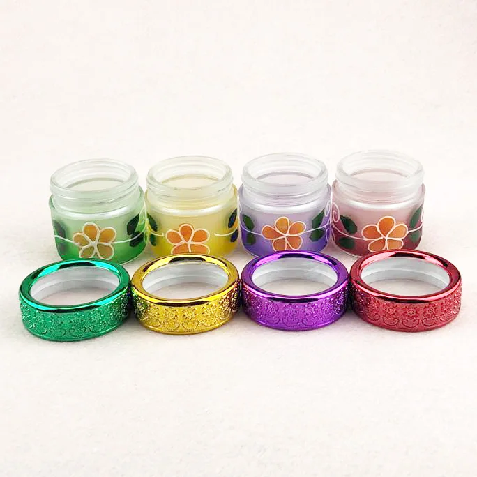 colour decorative airtight food storage glass jar canister and mirror plastic lid 80ml or 100ml
