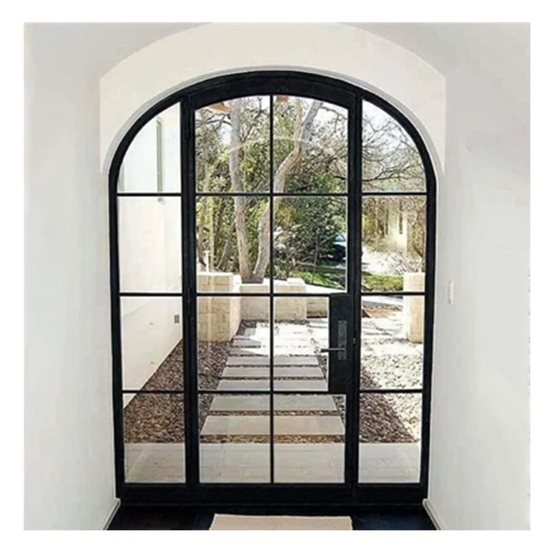 Custom Made Wrought Iron Doors Exterior French Safety Glass Steel Door