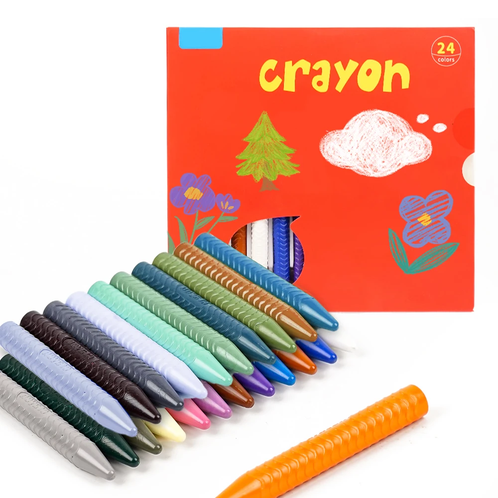 Non Toxic 24pcs Color Box Packing Non-Toxic Plastic Crayon with ASTM EN71