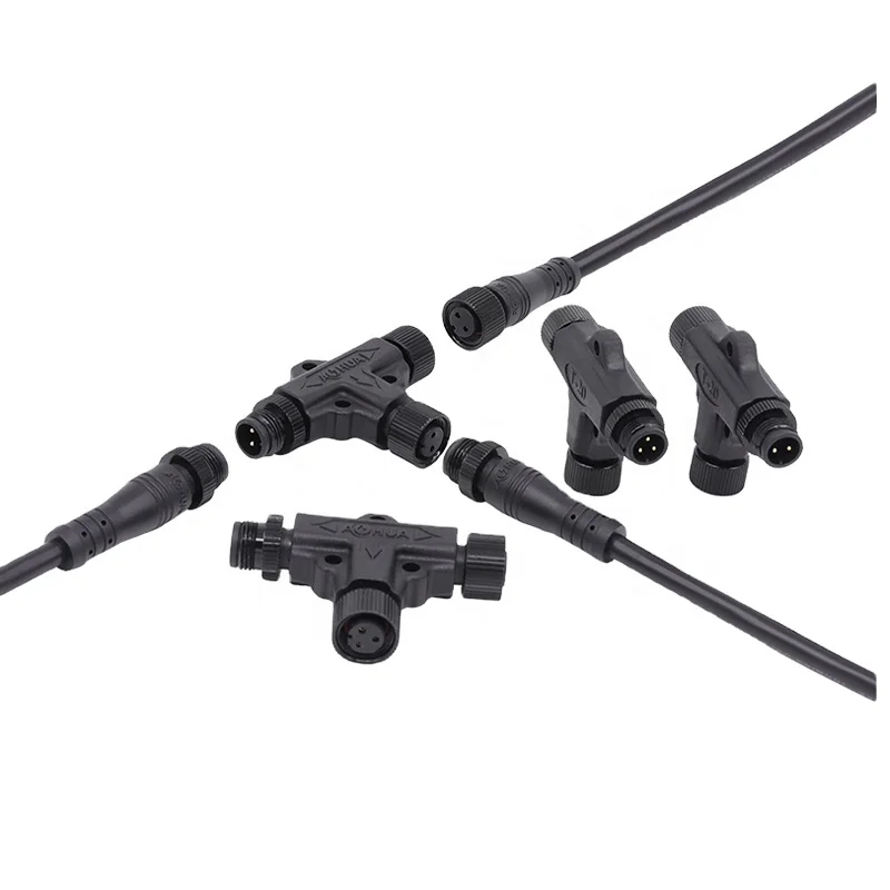 Уличное освещение M12 T-образный металлический водонепроницаемый штекер-гнездо кабельный разъем 2 3 4 pin