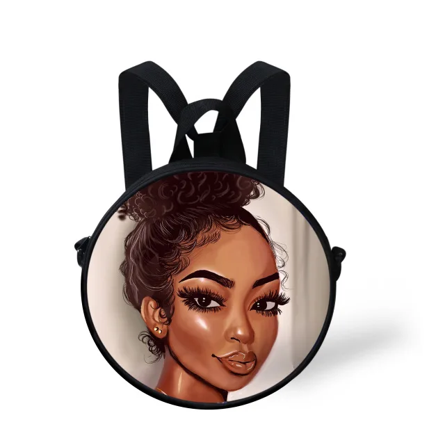 
Queen School Bags for Girls Boys Black Girls Magic Melanin Poppin Pattern Kids Backpacks Cute Round Bag 
