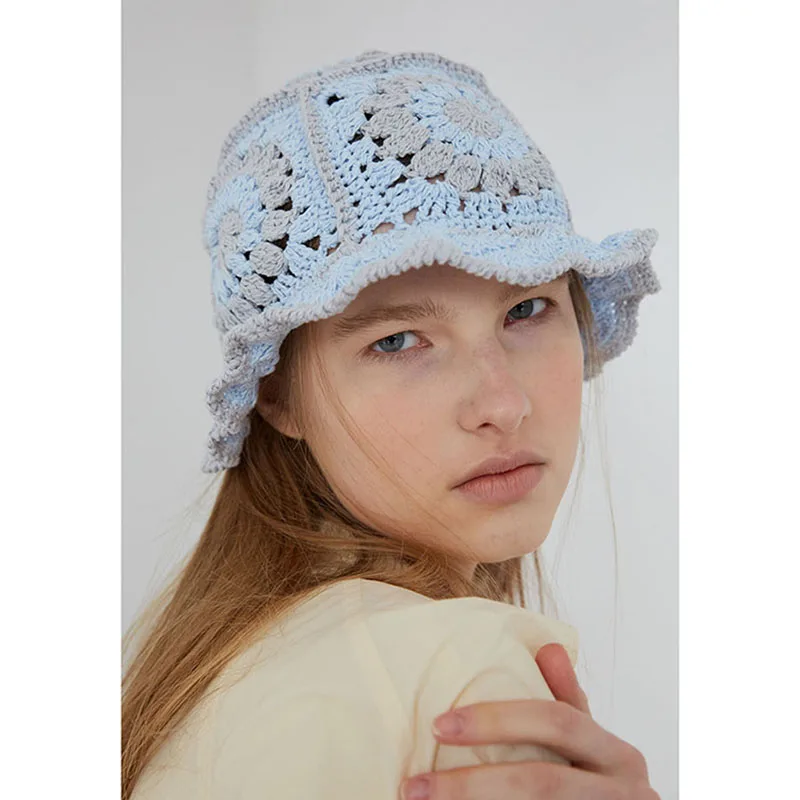 New Panama 2021 fashion brand sun hats visor uv protection foldable Cap Hollow Crochet Knitting multicolor