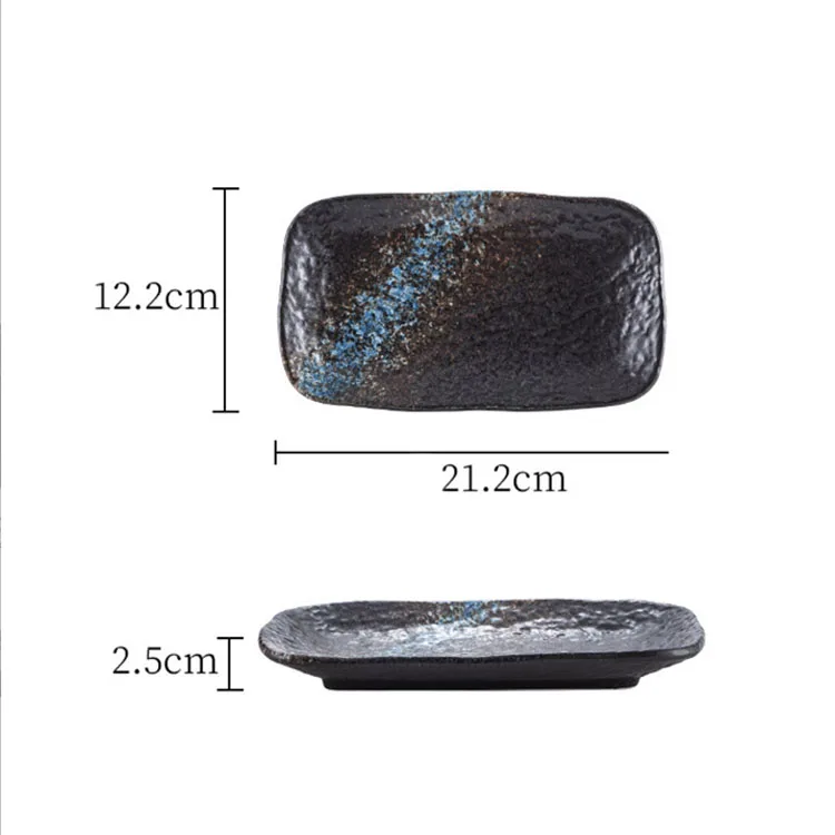 Japanese tableware set ceramic Sushi plate black color dinnerware buffet appetizer barbecue hotel restaurant dish plate