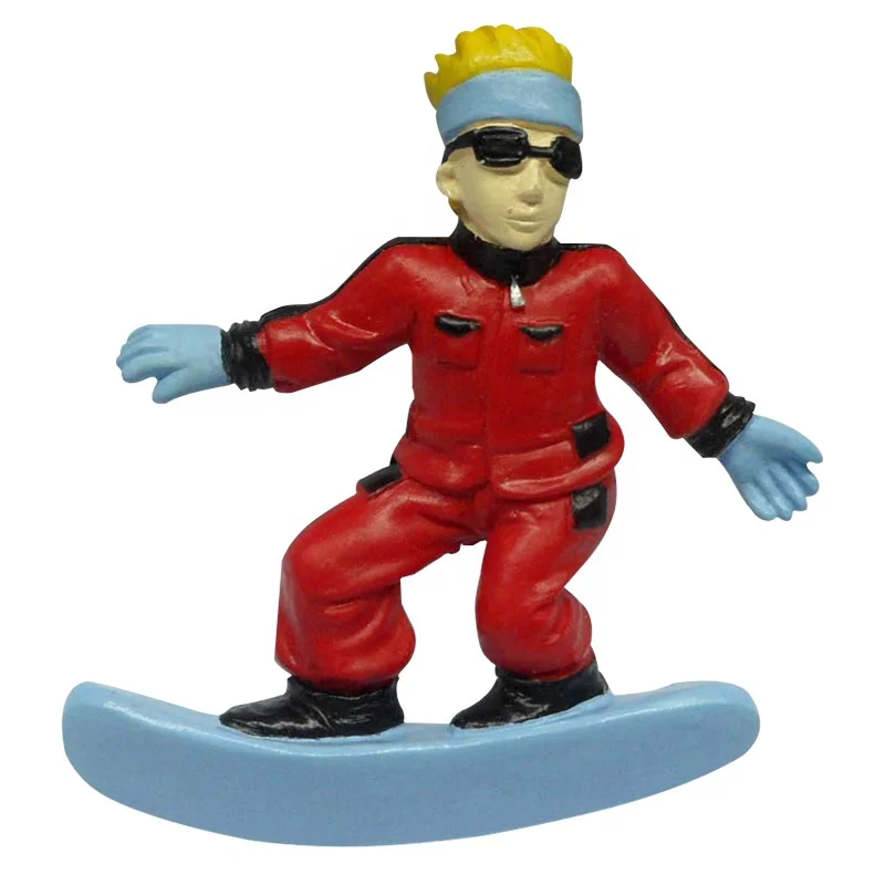 Promotional Resin Souvenir Gift 3D shape Winter Sport Snowboard & Ski Fridge Magnet