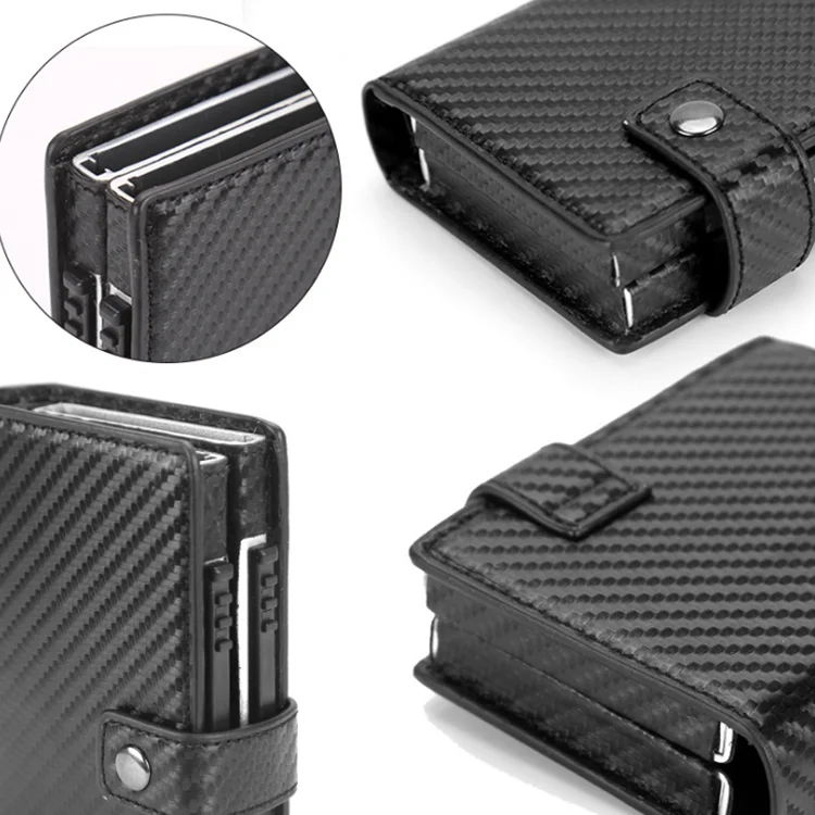 Luxury Alligator Skin Snake Skin Leather Qatar Saudi Double box Pop Up Pu Leather Metal Wallet Metal Blocking Card Holder