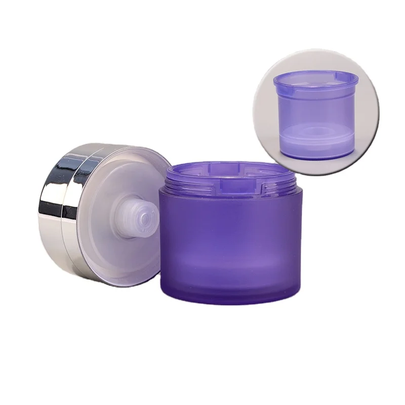 cylinder acrylic cream packaging airless jar refillable round airless pump jar refillable double wall  refillable airless jar