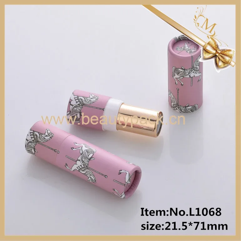 Low MOQ 3D Printing Empty Kraft Paper Card Board Pink Carton 12.7mm Lipstick Tube