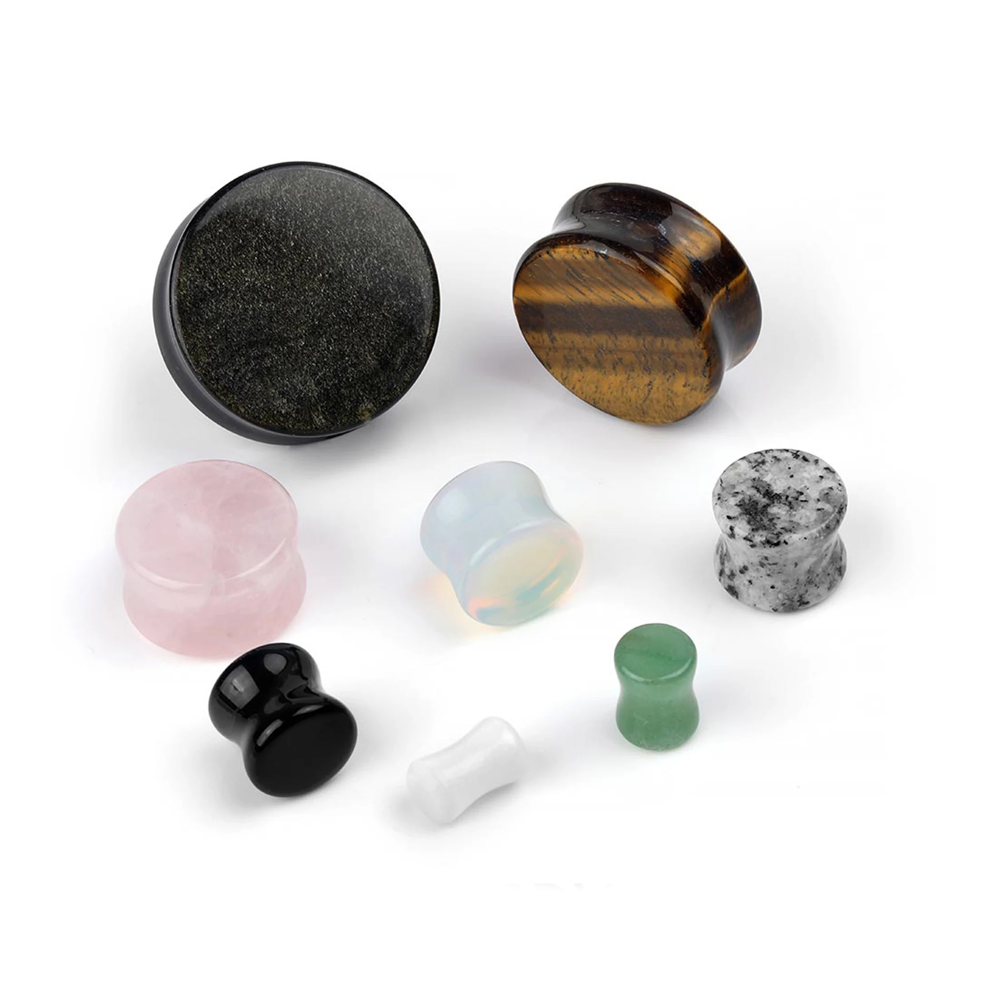 Wholesale Custom Mixed Stone Ear Tunnel Plug Double Flare Saddle Stretching Earrings Gauges Plugs Expander  Piercing earrings