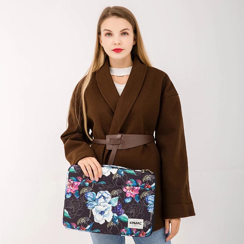 Kinmac Herbaceous Peony  ladies laptop bag notebook briefcase laptop sleeve bag in water-proof fabric for women 13.3 inch laptop