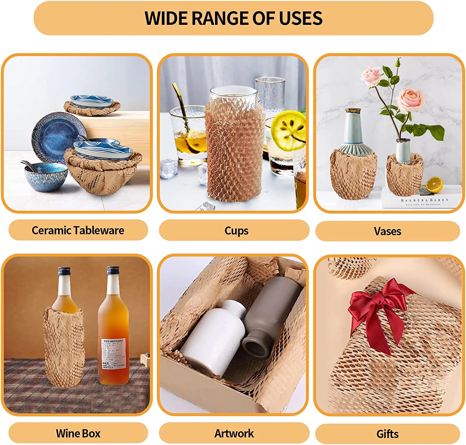 100 Sheets Honeycomb Paper 80g  Black/Brown Kraft  Craft  Wrapper Packaging Honeycomb Paper  50cm*50cm