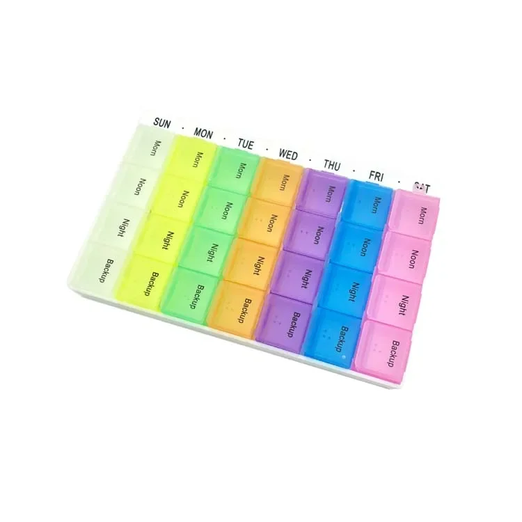 Hot sale custom colorful tracelling pill box 28 compartment pill storage cases plastic 7 days vitamin case storage holders