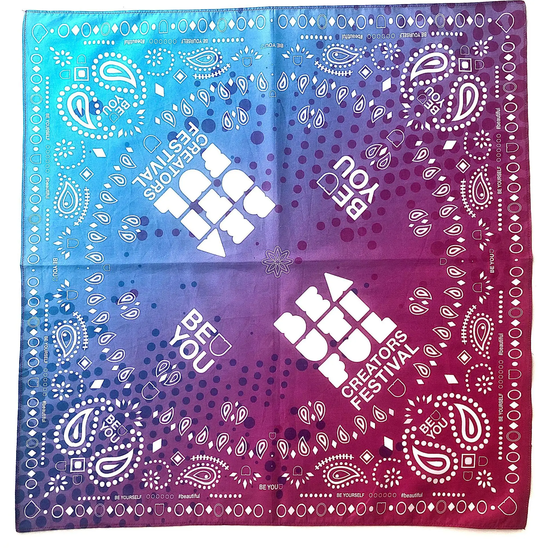 Custom Bandana 100% Recycled Polyester Herchief Full Color Super Soft Cotton Bandana