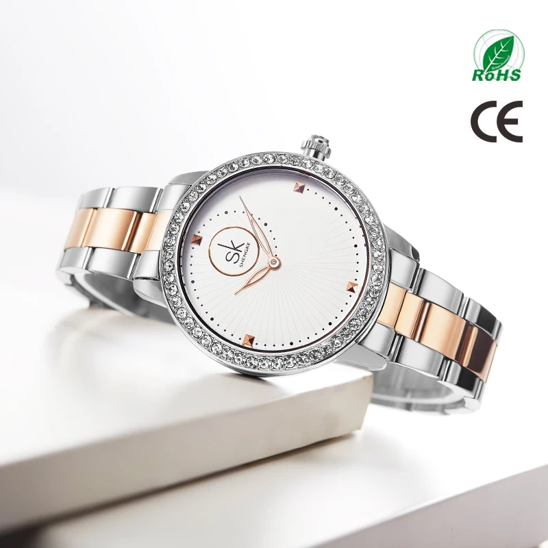 SHENGKE SK K0111L Stainless Steel Band Fashion Luxury Watches Woman Wrist Japan Movement Quartz