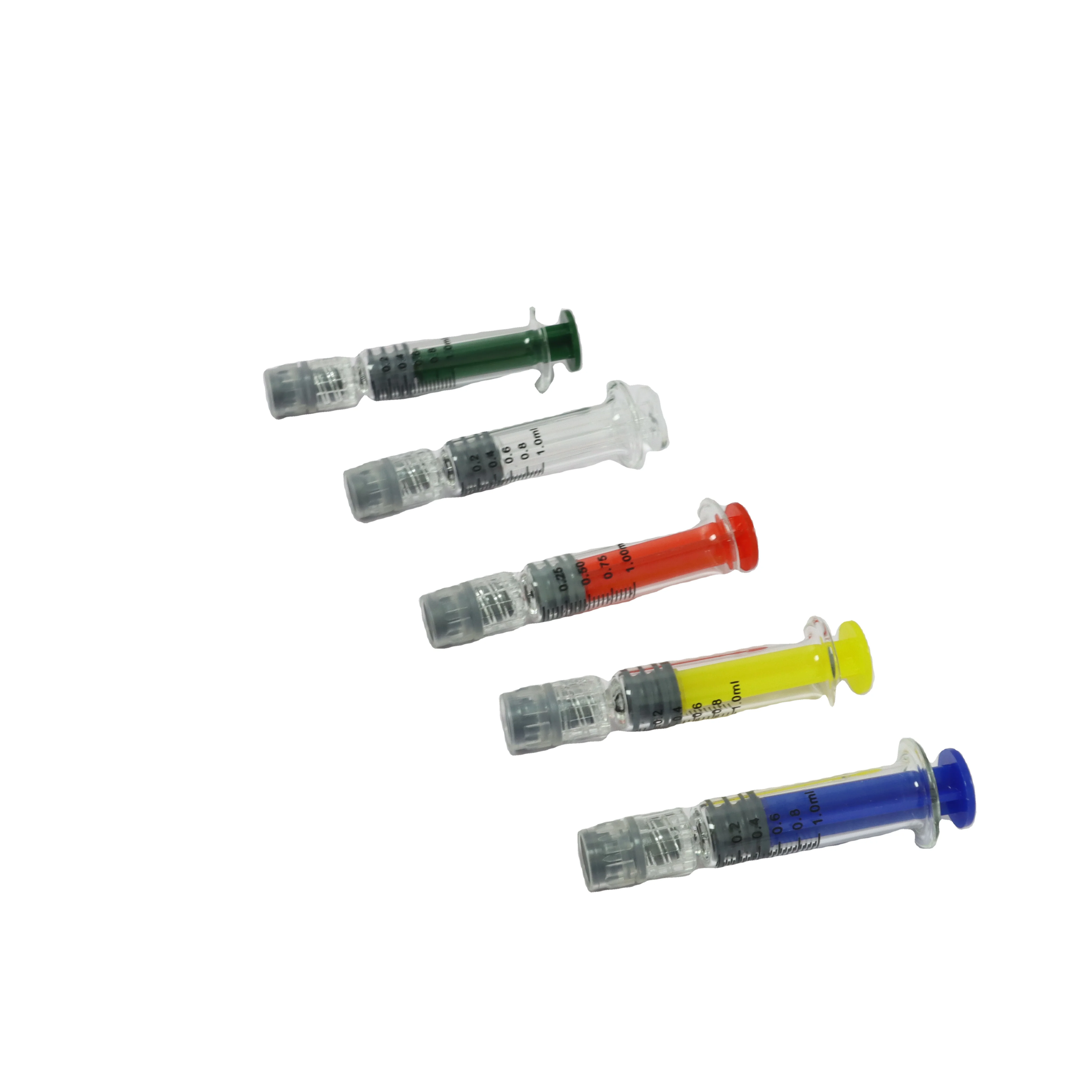 borosilicate glass syringe for filling oil 1ml 3ml 5ml  luer lock metal plastic plunger  custom logo concentrated syringe