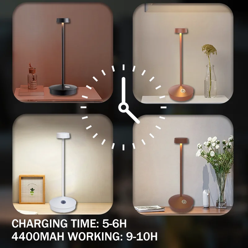 Nordic Bedside Charging Table Touch Luxury Decorative Hotel Lamp Modern Restaurant Cordless Rechargeable Battery LED Table Lamp
