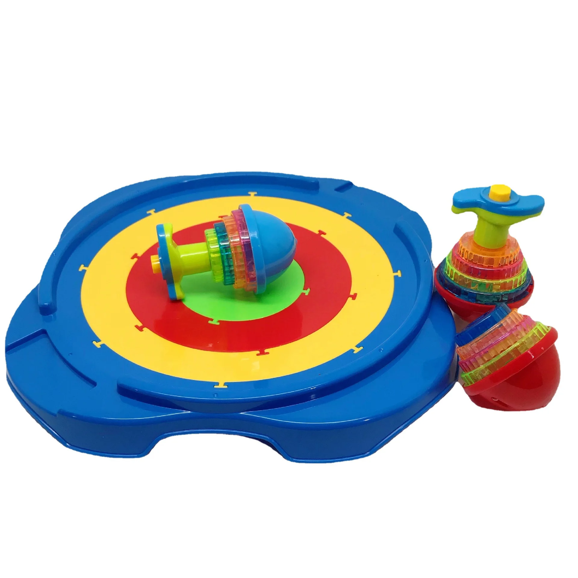 Creative colorful light flying Saucer UFO flash music gyroscope with ABS battle disc press launcher toy