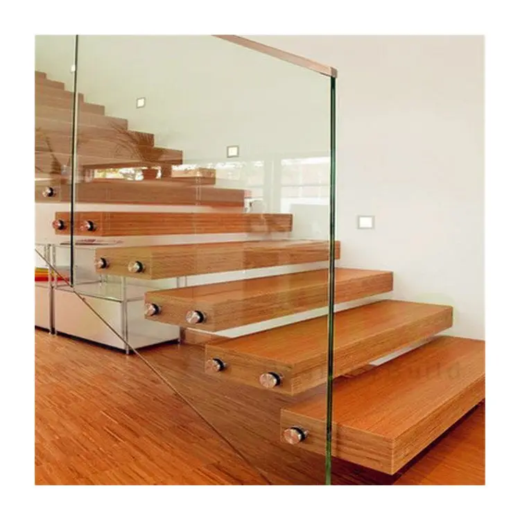 Factory price balustrad glass railing ss316 dia.50.8mm standoff balustrade with square wood handrail