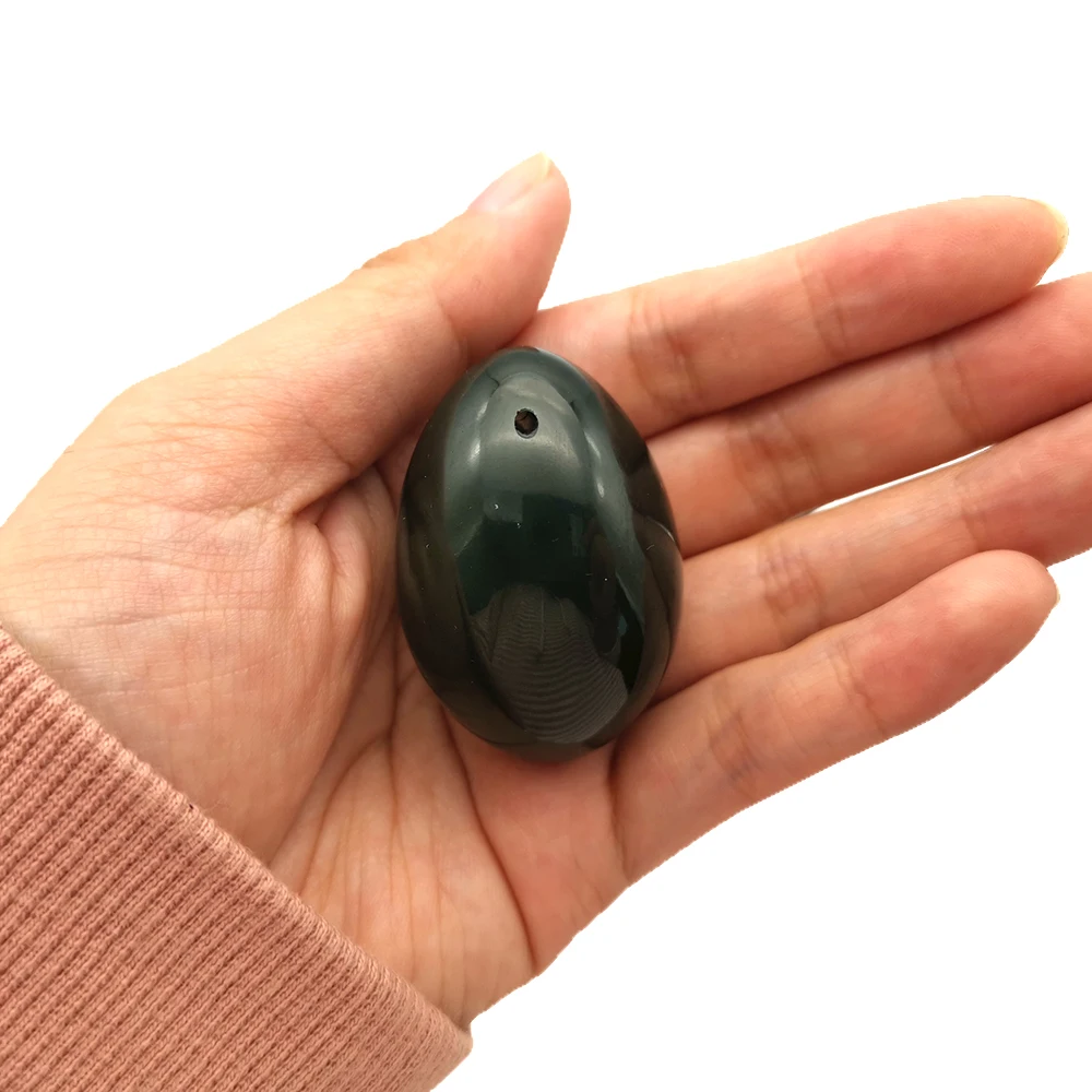 Natural Jade Nephrite Dark Green Yoni Eggs Crystal Vaginal Eggs Kegel Exercise Massage Yoni Egg For Women Vaginal Exercise