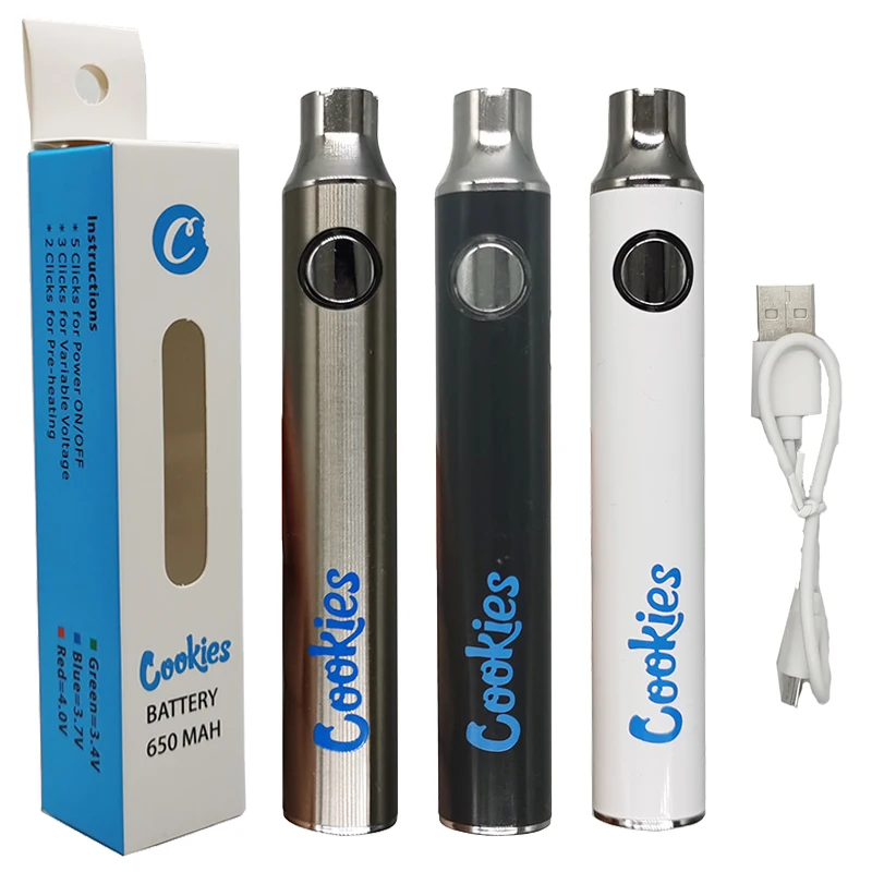 Недорогие картриджи для вейпа с индивидуальным принтом, батареи для предварительного нагрева, 650 мАч, аккумулятор для вейпа с переменным напряжением для электронной сигареты, печенья