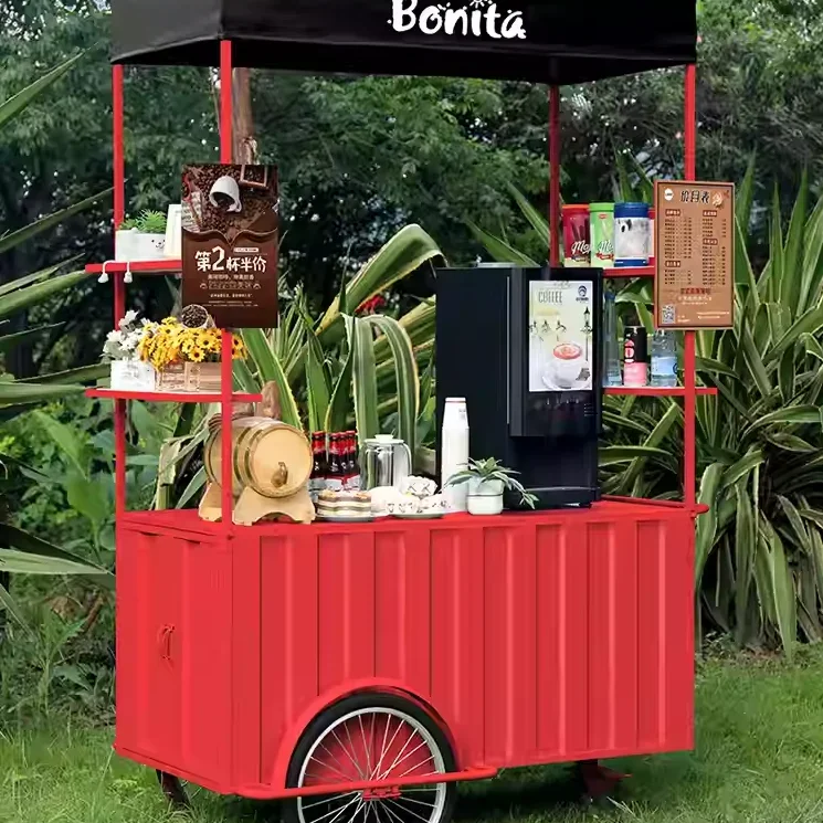 Snack Vending Van Coffee Cart Trailer Electric Tricycle Food Truck Barbecue 3 Wheels Black Mobile Coffee Carts